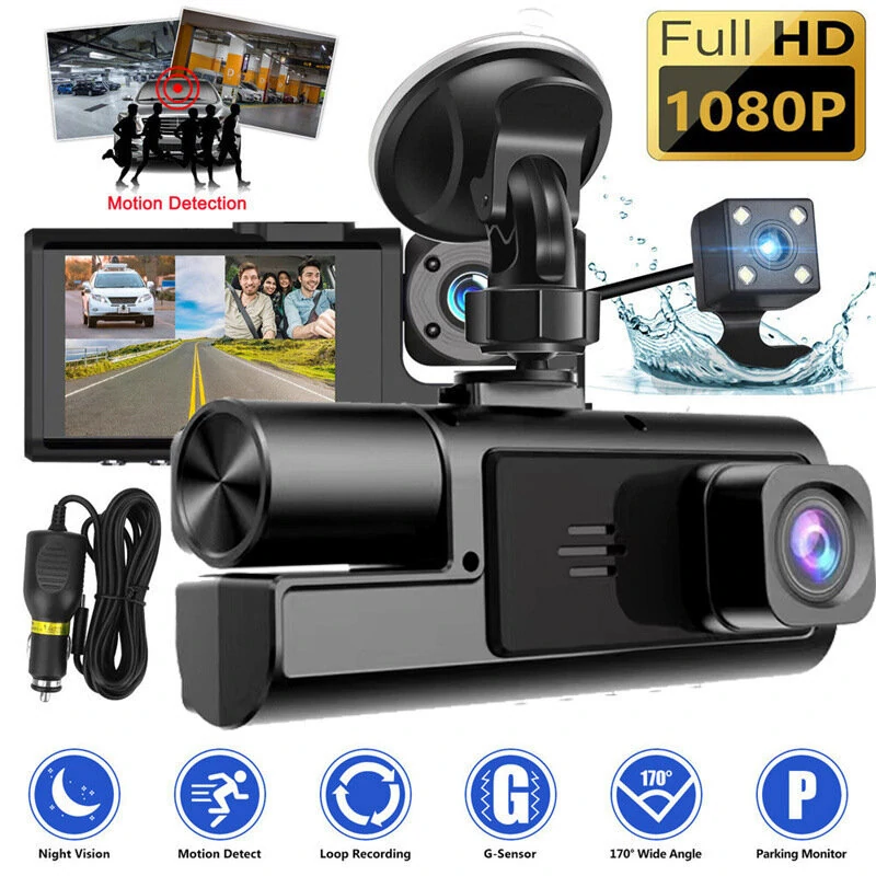 HD Autokamera DVR Front Innen Rückfahrkameras, 1080P Video Rückansicht Bild Auto-Dash-Cam Parküberwachung mit 64G Speich