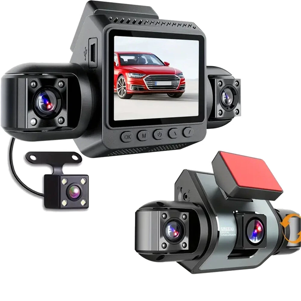4-Kanal-Autokamera mit 2-Zoll-Display, 1080P, Infrarot-Nachtsicht, 360° Weitwinkel-Parküberwachung, Loop-Aufnahme