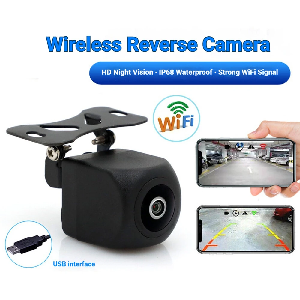 Samaeye AI WiFi Kabellose Auto-Infrarot-Nachtsicht-Rückfahrkameras AHD720P Nummernschildobjektiv IP68 Wasserdicht Weitwi