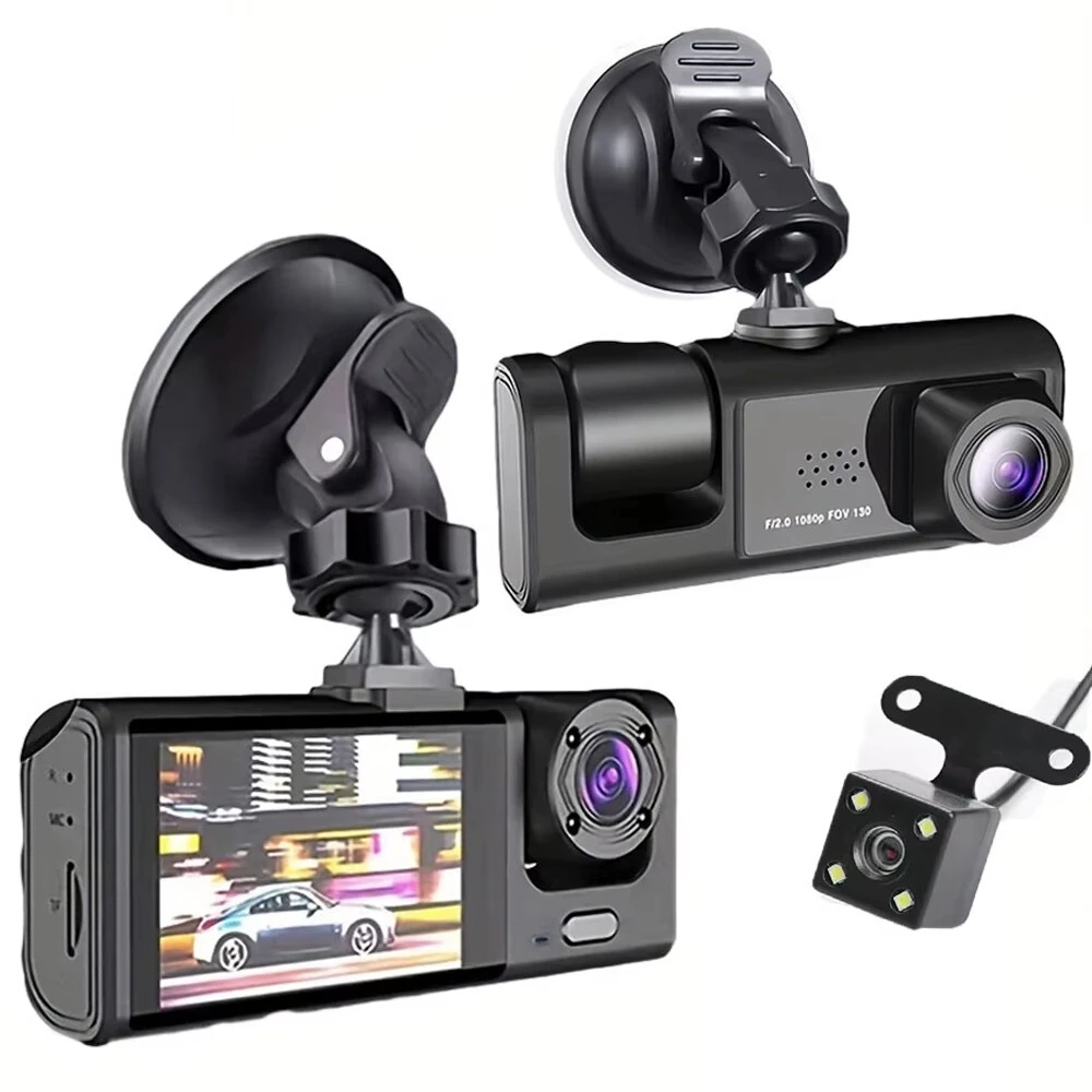 3 Objektive 1080P Infrarot Nachtsicht Dual Dashcam Rückfahrkamera Weitwinkel Aufnahme Schleife